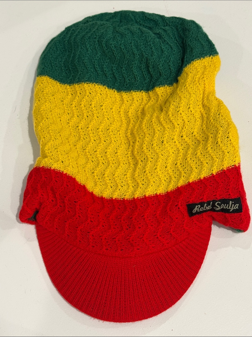 Men's Tricolor Knit Beanie Cap - Green/Yellow/Red
